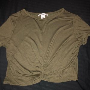 OLIVE GREEN CROSSED CROP TOP